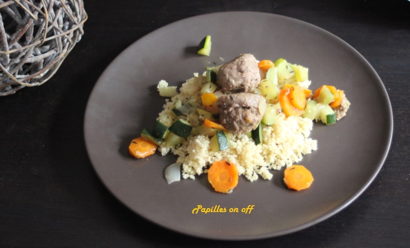 Semoule aux légumes grillés et ses boulettes de bœuf ...